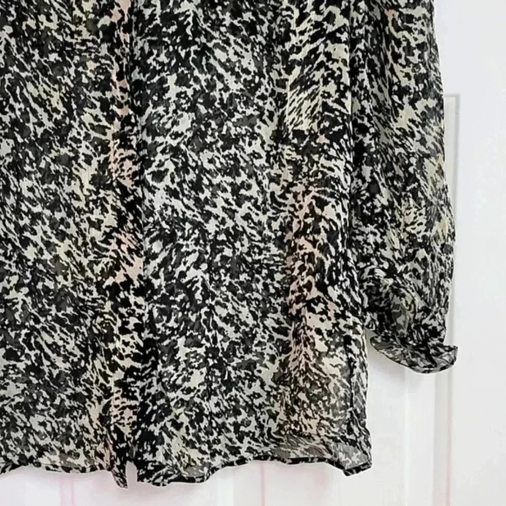 BA&SH Elia Animal Print Chiffon Semi Sheer Blouse - Picture 4 of 9